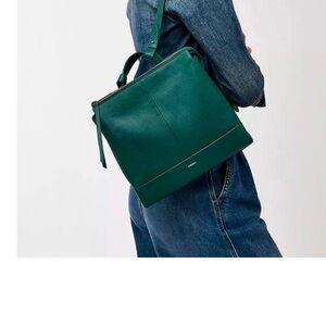 Fossil Green Leather Shoulder Bag